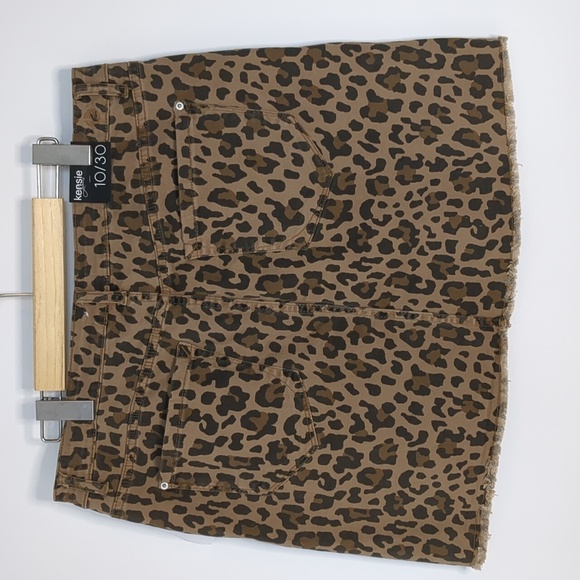 Kensie Jeans : leopard Print Denim mini Skirt NWT Size 10/30 - Picture 2 of 11